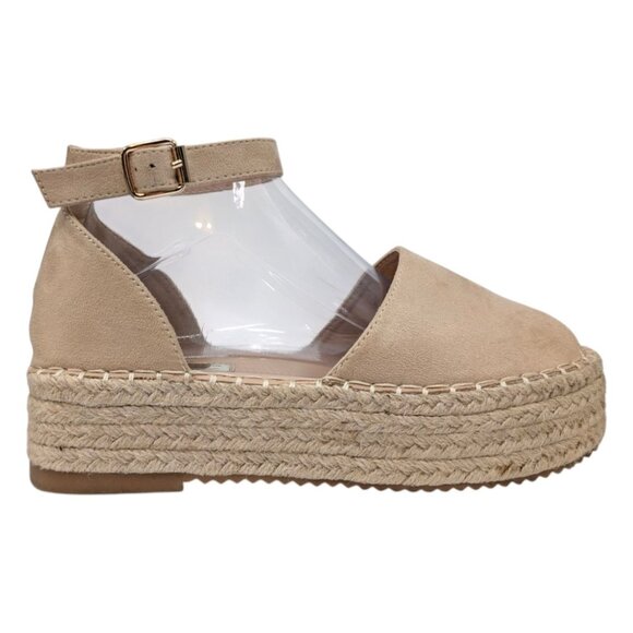 Elegant Collection Minah Espadrilles Sandals Womens Beige Nude Platform 2" Sz 9 - Picture 1 of 13